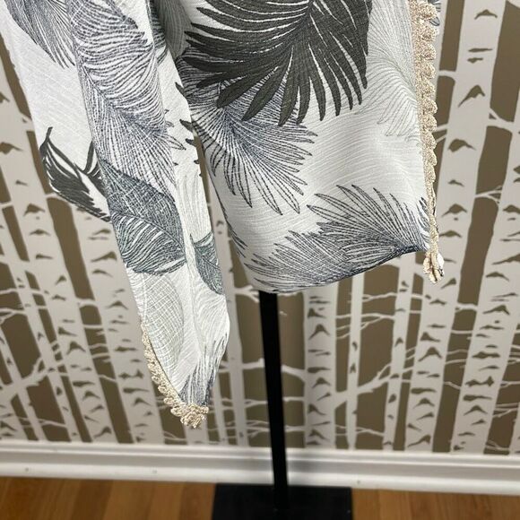 Chico's Palm Leaf Print Blouson Scarf Top S/M - Picture 10 of 14